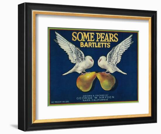 Some Pears Pear Crate Label - Napa, CA-Lantern Press-Framed Art Print