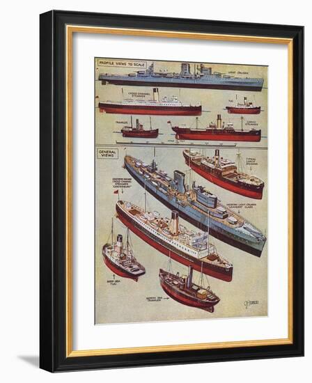 Some Types of Model Ships-GH Davis-Framed Art Print