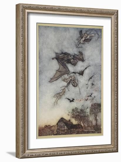 Some War with Rere-Mice for their Leathern Wings-Arthur Rackham-Framed Giclee Print