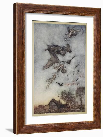 Some War with Rere-Mice for their Leathern Wings-Arthur Rackham-Framed Giclee Print