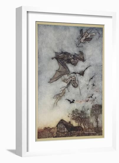 Some War with Rere-Mice for their Leathern Wings-Arthur Rackham-Framed Giclee Print