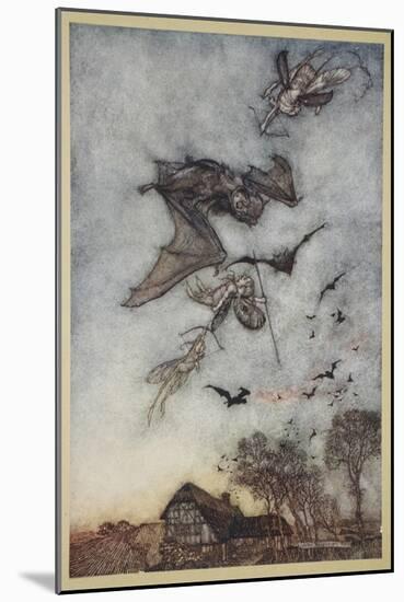 Some War with Rere-Mice for their Leathern Wings-Arthur Rackham-Mounted Giclee Print