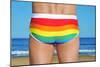 Someone Wearing a Rainbow Swimsuit on the Beach-nito-Mounted Photographic Print