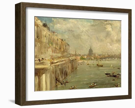 Somerset House Terrace from Waterloo Bridge, C.1819 (Oil on Panel)-John Constable-Framed Giclee Print