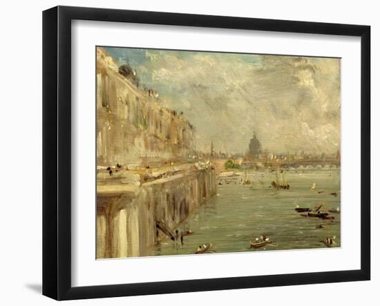 Somerset House Terrace from Waterloo Bridge, C.1819 (Oil on Panel)-John Constable-Framed Giclee Print