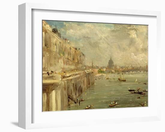 Somerset House Terrace from Waterloo Bridge, C.1819 (Oil on Panel)-John Constable-Framed Giclee Print