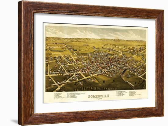 Somerville, New Jersey - Panoramic Map-Lantern Press-Framed Art Print