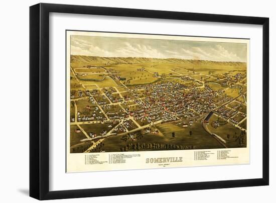 Somerville, New Jersey - Panoramic Map-Lantern Press-Framed Art Print