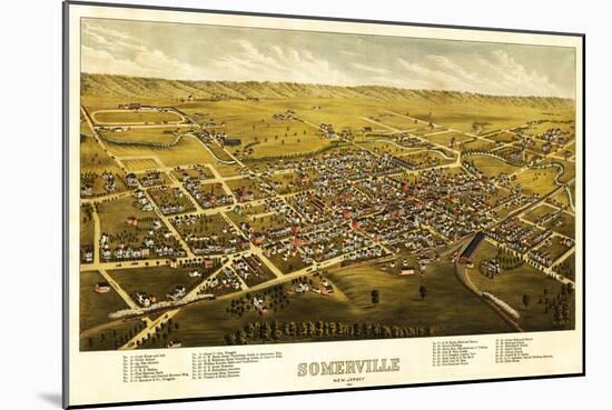 Somerville, New Jersey - Panoramic Map-Lantern Press-Mounted Art Print