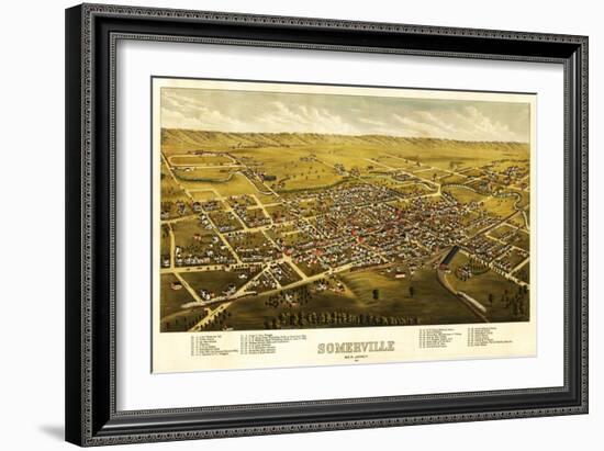 Somerville, New Jersey - Panoramic Map-Lantern Press-Framed Art Print