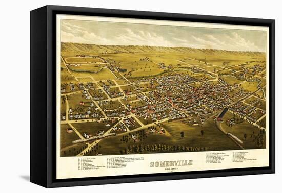 Somerville, New Jersey - Panoramic Map-Lantern Press-Framed Stretched Canvas