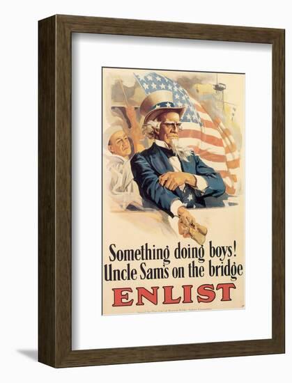 Something Doing Boys! Uncle Sam's On The Bridge-null-Framed Art Print