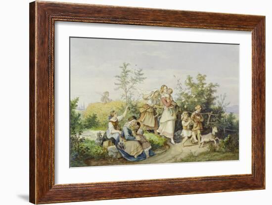 Sommerlust. 1844-Ludwig Richter-Framed Giclee Print