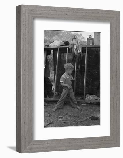 Son of destitute migrant, American River camp, near Sacramento, California, 1936-Dorothea Lange-Framed Photographic Print