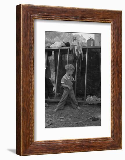 Son of destitute migrant, American River camp, near Sacramento, California, 1936-Dorothea Lange-Framed Photographic Print