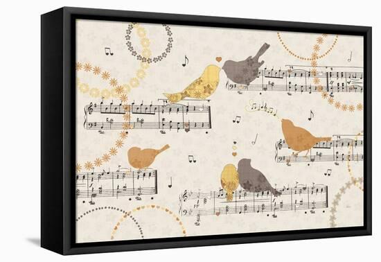 Song Birds IV Yellow-Veronique Charron-Framed Stretched Canvas