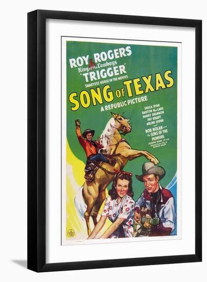 Song of Texas, from Left: Roy Rogers, Sheila Ryan, Roy Rogers, 1943-null-Framed Art Print