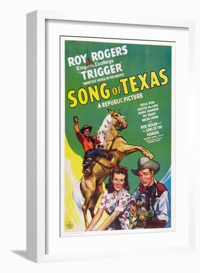 Song of Texas, from Left: Roy Rogers, Sheila Ryan, Roy Rogers, 1943-null-Framed Art Print