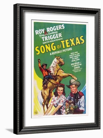 Song of Texas, from Left: Roy Rogers, Sheila Ryan, Roy Rogers, 1943-null-Framed Art Print