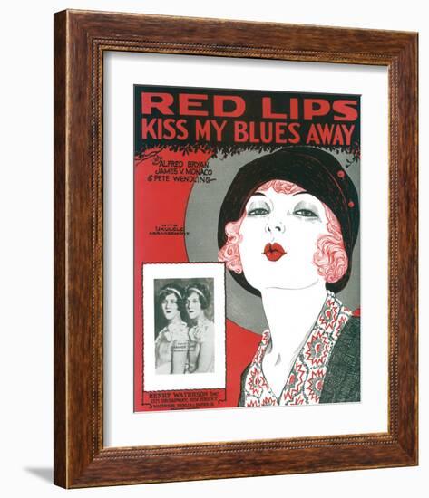 Song Sheet Cover: Red Lips Kiss My Blues Away-null-Framed Premium Giclee Print