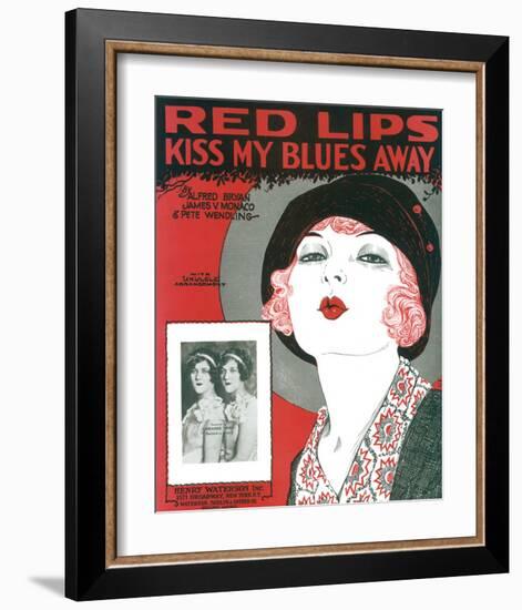 Song Sheet Cover: Red Lips Kiss My Blues Away-null-Framed Premium Giclee Print