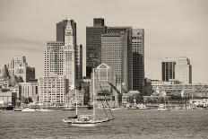 Boston Downtown Architecture Closeup in Black and White over Sea.-Songquan Deng-Photographic Print