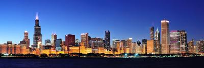 Orlando Downtown Skyline Panorama over Lake Eola at Night with Urban Skyscrapers, Tropic Palm Tree-Songquan Deng-Photographic Print