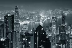 Manhattan Bridge and Brooklyn Bridge Panorama over East River at Night in New York City Manhattan W-Songquan Deng-Photographic Print