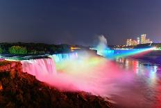 Niagara Falls Lit at Night by Colorful Lights-Songquan Deng-Photographic Print
