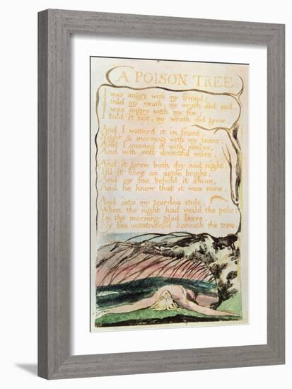 Songs of Experience; a Poison Tree, 1794 (Relief Etching, Watercolour, Pen)-William Blake-Framed Giclee Print