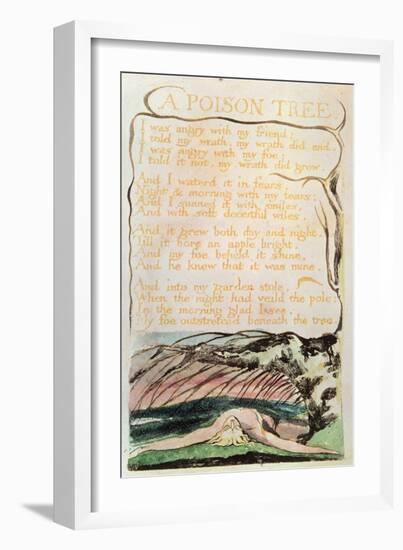 Songs of Experience; a Poison Tree, 1794 (Relief Etching, Watercolour, Pen)-William Blake-Framed Giclee Print