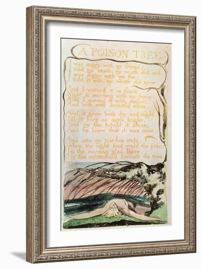 Songs of Experience; a Poison Tree, 1794 (Relief Etching, Watercolour, Pen)-William Blake-Framed Giclee Print