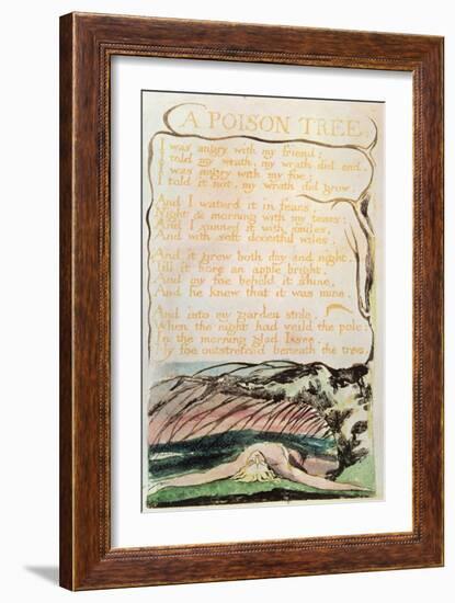 Songs of Experience; a Poison Tree, 1794 (Relief Etching, Watercolour, Pen)-William Blake-Framed Giclee Print
