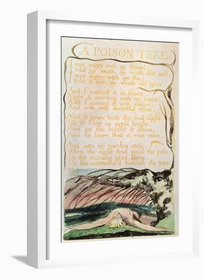 Songs of Experience; a Poison Tree, 1794 (Relief Etching, Watercolour, Pen)-William Blake-Framed Giclee Print