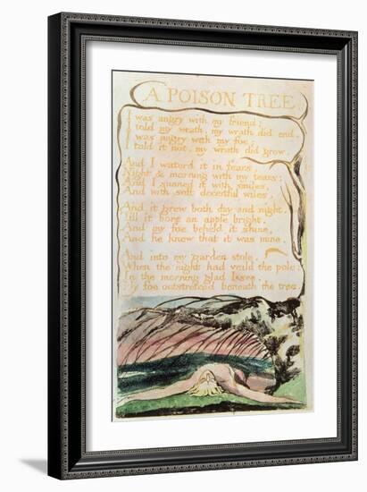 Songs of Experience; a Poison Tree, 1794 (Relief Etching, Watercolour, Pen)-William Blake-Framed Giclee Print