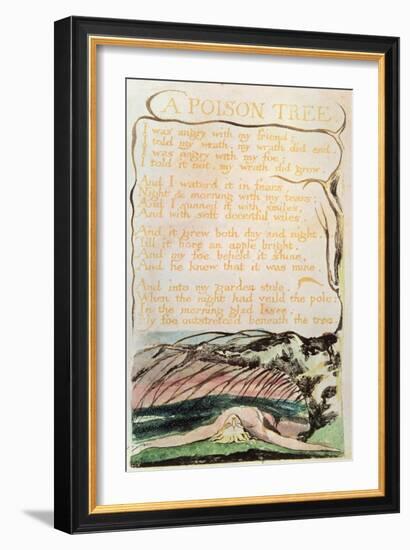 Songs of Experience; a Poison Tree, 1794 (Relief Etching, Watercolour, Pen)-William Blake-Framed Giclee Print