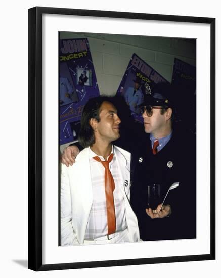 Songwriters Bernie Taupin and Elton John-null-Framed Premium Photographic Print