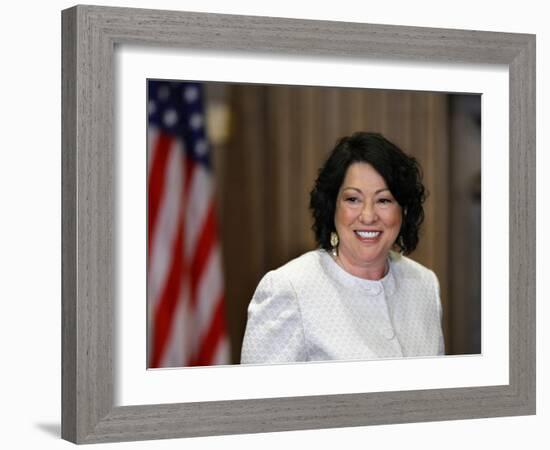 Sonia Sotomayor Arrives to Be Sworn in as First Hispanic and Third Woman in Supreme Court's History-null-Framed Photographic Print