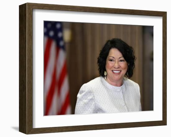 Sonia Sotomayor Arrives to Be Sworn in as First Hispanic and Third Woman in Supreme Court's History-null-Framed Photographic Print