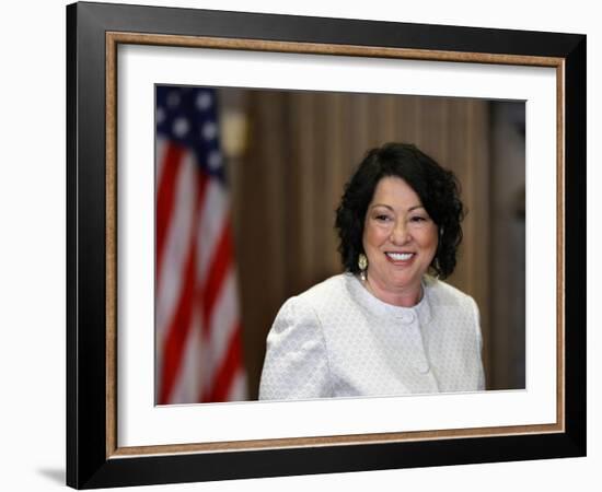 Sonia Sotomayor Arrives to Be Sworn in as First Hispanic and Third Woman in Supreme Court's History-null-Framed Photographic Print