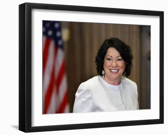 Sonia Sotomayor Arrives to Be Sworn in as First Hispanic and Third Woman in Supreme Court's History-null-Framed Photographic Print