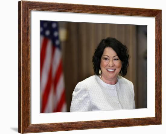 Sonia Sotomayor Arrives to Be Sworn in as First Hispanic and Third Woman in Supreme Court's History-null-Framed Photographic Print