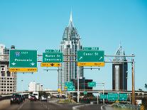 City View of Pensacola, Florida, Skyline from the Highway with Big Road Signs and High Houses-Sonja Filitz-Photographic Print