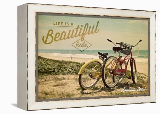 Sonoma Coast, California - Life is a Beautiful Ride - Beach Cruisers-Lantern Press-Framed Stretched Canvas