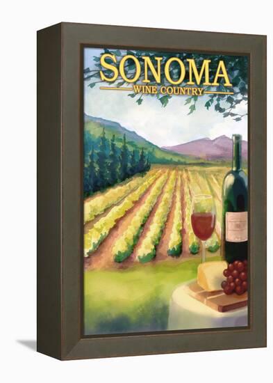 Sonoma County, California Wine Country-Lantern Press-Framed Stretched Canvas