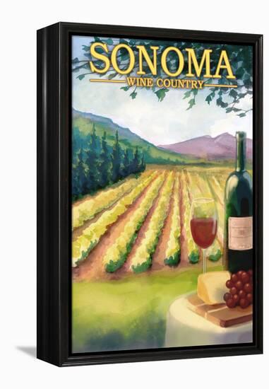 Sonoma County, California Wine Country-Lantern Press-Framed Stretched Canvas