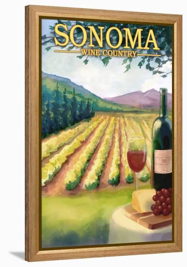 Sonoma County, California Wine Country-Lantern Press-Framed Stretched Canvas