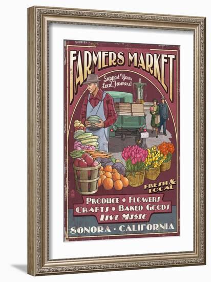 Sonora, California - Farmers Market-Lantern Press-Framed Premium Giclee Print