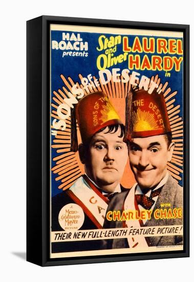 SONS OF THE DESERT, from left: Oliver Hardy, Stan Laurel, 1933.-null-Framed Stretched Canvas