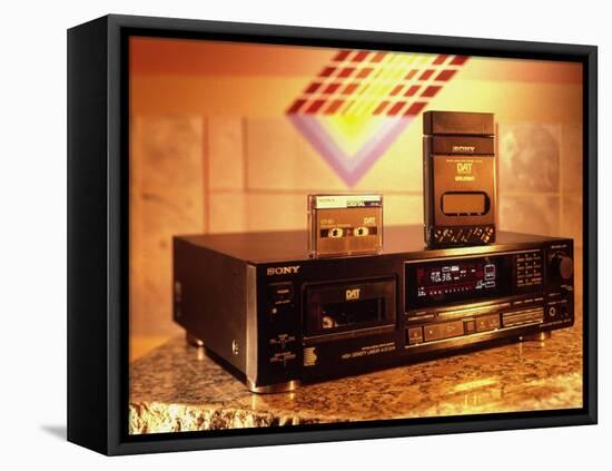 Sony's Dat Tape Deck, Walkman Portable Cassette Player and Blank Dat Cassette-Ted Thai-Framed Premier Image Canvas